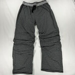 Karen Neuburger Woman's Wide Legs Yoga Pants Medium Striped Grey And Black